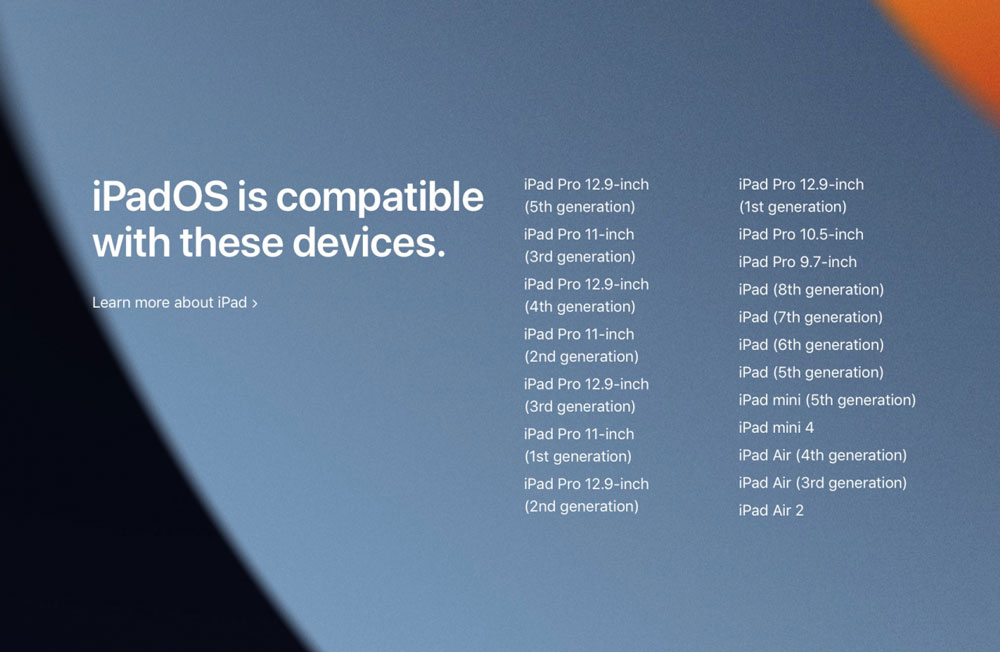 iPad متوافق مع iPadOS 15