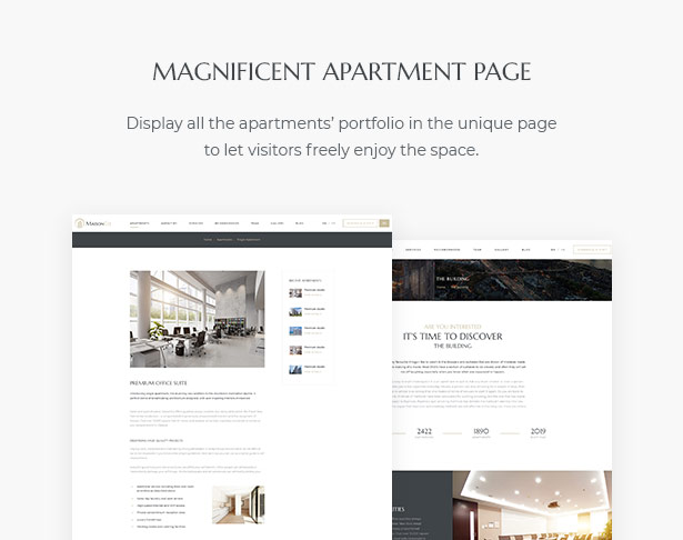 صفحة شقة رائعة في MaisonCo عقار منفرد للبيع والإيجار WordPress Theme